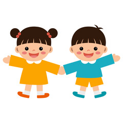 귀여운 남여 어린이 벡터 일러스트