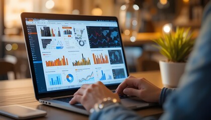 Exploring data visualization trends through interactive dashboards and advanced analytics on modern business laptops