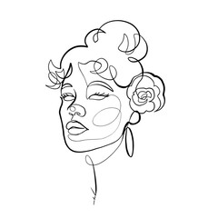 Face and Pose Aesthetic Woman Line Art Illustration in Minimalist One Line Drawing