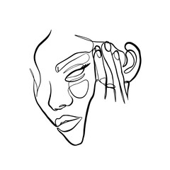 Face and Pose Aesthetic Woman Line Art Illustration in Minimalist One Line Drawing