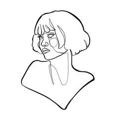 Face and Pose Aesthetic Woman Line Art Illustration in Minimalist One Line Drawing