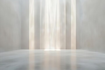 abstract minimalist composition with subtle gradient fog ethereal light beams in pearl white and cream tones
