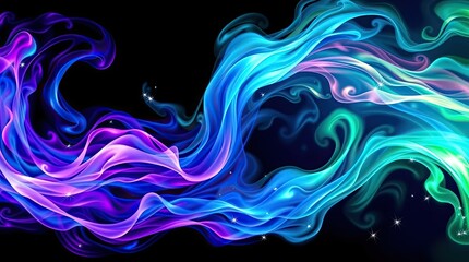A dynamic swirl of bright colors dances across a dark backdrop creating a mesmerizing visual effect that captivates and energizes the observer