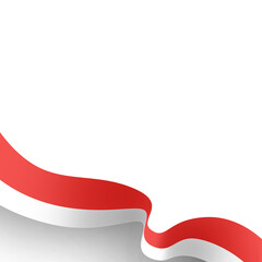 Naklejka premium Wavy Indonesian Ribbon Flag – Red and White National Symbol for Independence Day, Celebration, and Patriotic Decoration