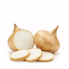 Rustic Jicama with Slices on White