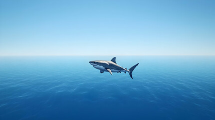 Fototapeta premium Pixelated Shark Swimming In Calm Ocean
