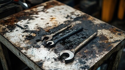 Worn Tools on a Dirty Workbench