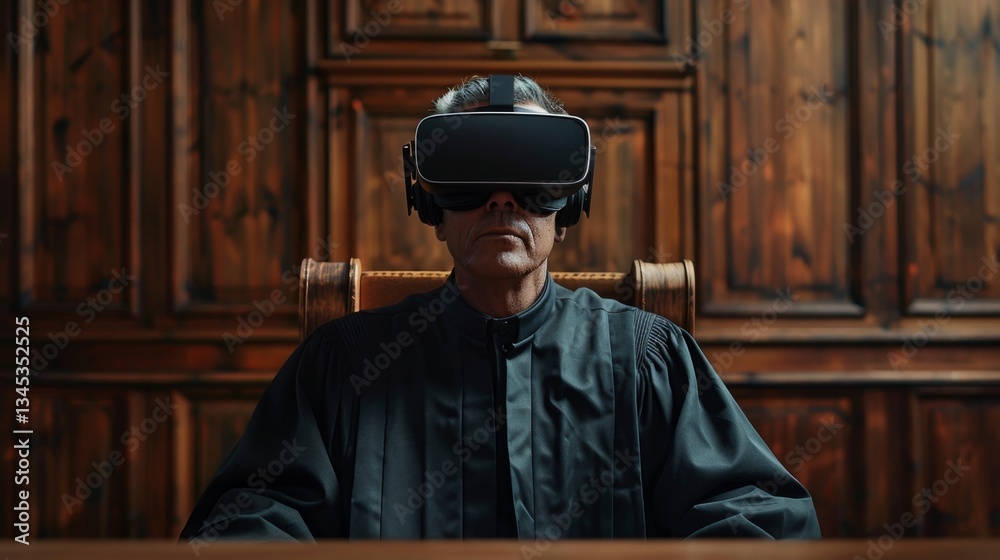 Poster virtual reality trial with judge using augmented reality in innovative judiciary process