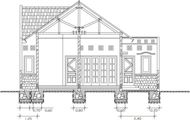 vector sketch illustration of architectural design of modern vintage mediterranean house building