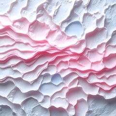 Layered papier-mâché material, ethereal spiritual vibe. High-resolution abstract background. Sculpted, textured layers, light aura. Mystical feeling, light pinks, blues and whites