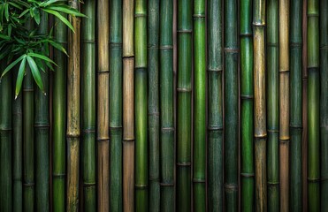 Fototapeta premium Close-up of lush bamboo stalks creating a natural green pattern.