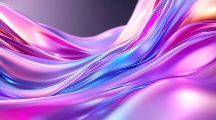 Abstract vibrant fluid waves.  Dynamic flowing forms in iridescent holographic colors.  Soft, smooth, and mesmerizing