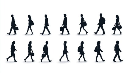 Business People Walking Silhouettes