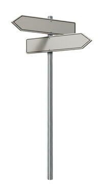 Naklejki Blank Directional Road Signs on Metal Post isolated on white or transparent png background