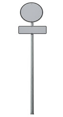 Blank Street Sign on Metal Pole, Ready for Customization isolated on white or transparent png background