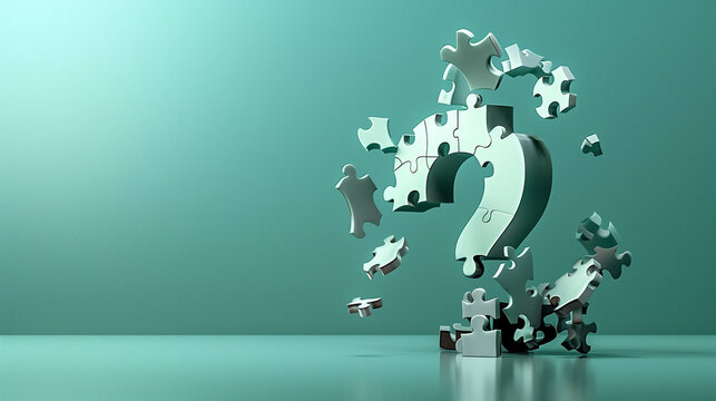 Question Mark Formed by Puzzle Pieces Representing Curiosity and Problem-Solving