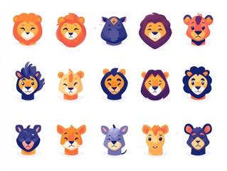 Obraz premium Cute Animal Heads Collection