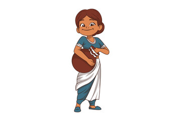 Indian Kids Characters Holding a Jar