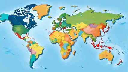 Obraz premium Detailed Asia Map: Countries & Borders, Political Geography Stock Photo