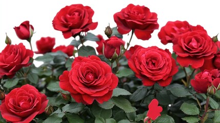 Fototapeta premium Red roses in pot, vibrant blooms, fresh flowers, perfect for a bouquet, gift