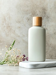 Artisan Ceramic Fragrance Bottle in a Soft Beige Setting