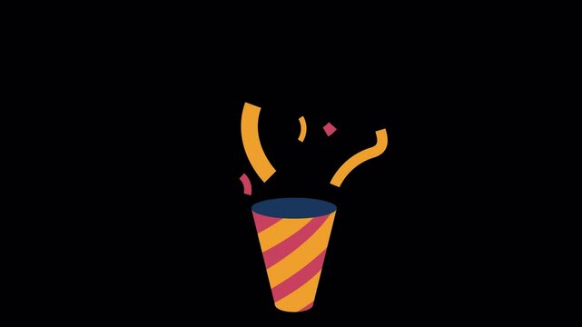 Fireworks With Pop-up Confetti. 4k Animation With Alpha Channel