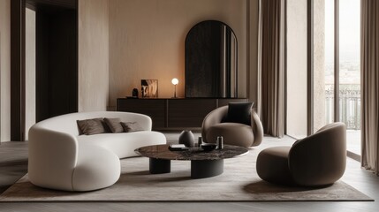 A modern living room showcases stylish furniture and decor accents beautifully