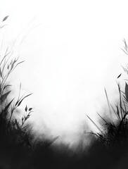 Monochrome Grassy Meadow Abstract Art