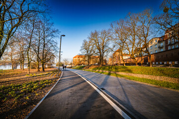 the promenade along the Vistula River in Torun, a UNESCO World Heritage Site