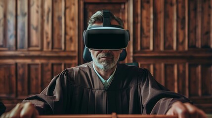 Obraz premium Virtual reality trial transforms the judiciary system with augmented technology for immersive experiences