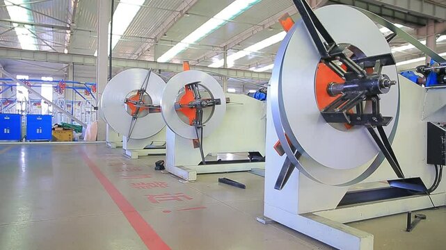 Metal steel coils and rotating mechanical equipment in production