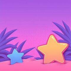 Obraz premium Pink Background with Cartoon Stars