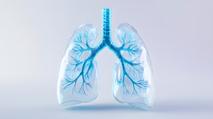 3d rendering transparent cyan lung anatomy