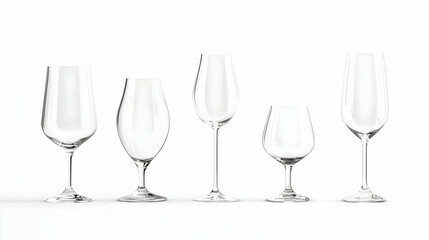 Variety Of Empty Wine Glasses In Different Sizes
