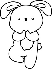 White Rabbit in Animal Yoga for Relaxation and Meditation - Hand Drawn Vector for World Yoga Day