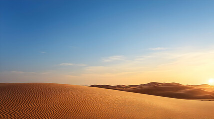 Desert Sunset Landscape With Sand Dunes