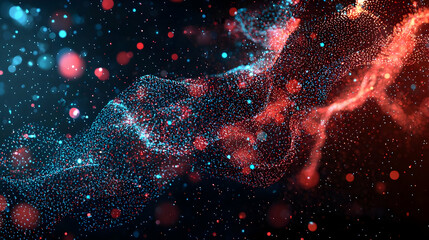 Abstract Digital Design with Red and Blue Particles