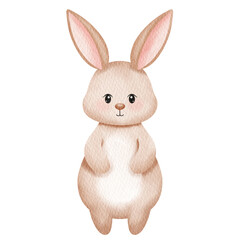 Watercolor Cute rabbit. Easter cute bunny.