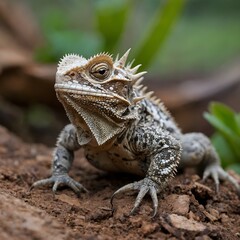 Fototapeta premium A Masterpiece in Detail: The Sri Lankan Horned Lizard Unveiled