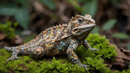 Fototapeta premium Nature’s Illusionist: The Sri Lankan Horned Lizard in Disguise