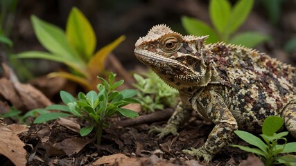 Obraz premium Hidden in Plain Sight: The Sri Lankan Horned Lizard’s Camouflage Skills