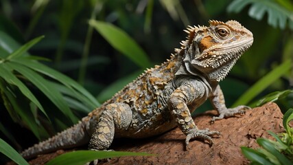 Fototapeta premium Tropical Illusion: The Sri Lankan Horned Lizard’s Art of Disguise