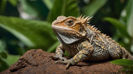 Fototapeta premium Nature’s Stealth: The Sri Lankan Horned Lizard in a Serene Habitat