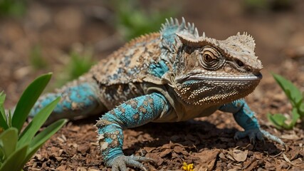 Fototapeta premium Nature's Skill: A Sri Lankan Horned Lizard and Its Hunting Strategy