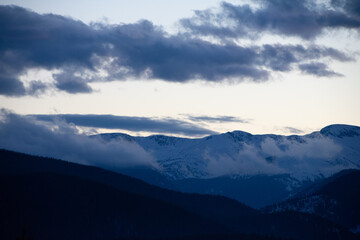 Gray winter evening in the Colorado Rocky Mountains