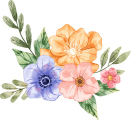 Fototapeta premium Watercolor Botanical Illustration, suited for wedding invitations, save the date or greeting cards design.