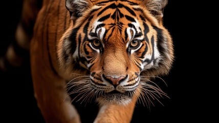 Fototapeta premium Close-up Portrait of a Tiger on Black Background