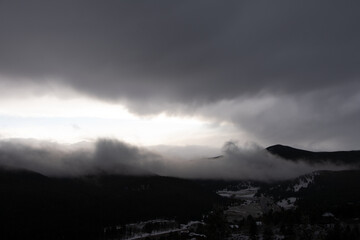 Gray winter evening in the Colorado Rocky Mountains