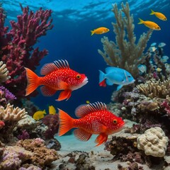 Dancing Colors: The Red Handfish in Harmony with Reef Life