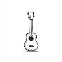 Naklejka premium Simple Ukulele Line Art: Minimalist Vector Illustration of an Instrument